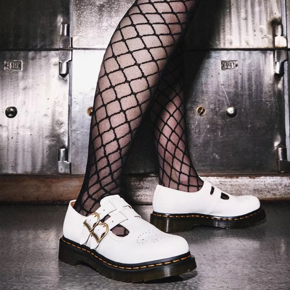 Dr. Martens 8065 Mary Jane’s White Leather Buckle Shoes
